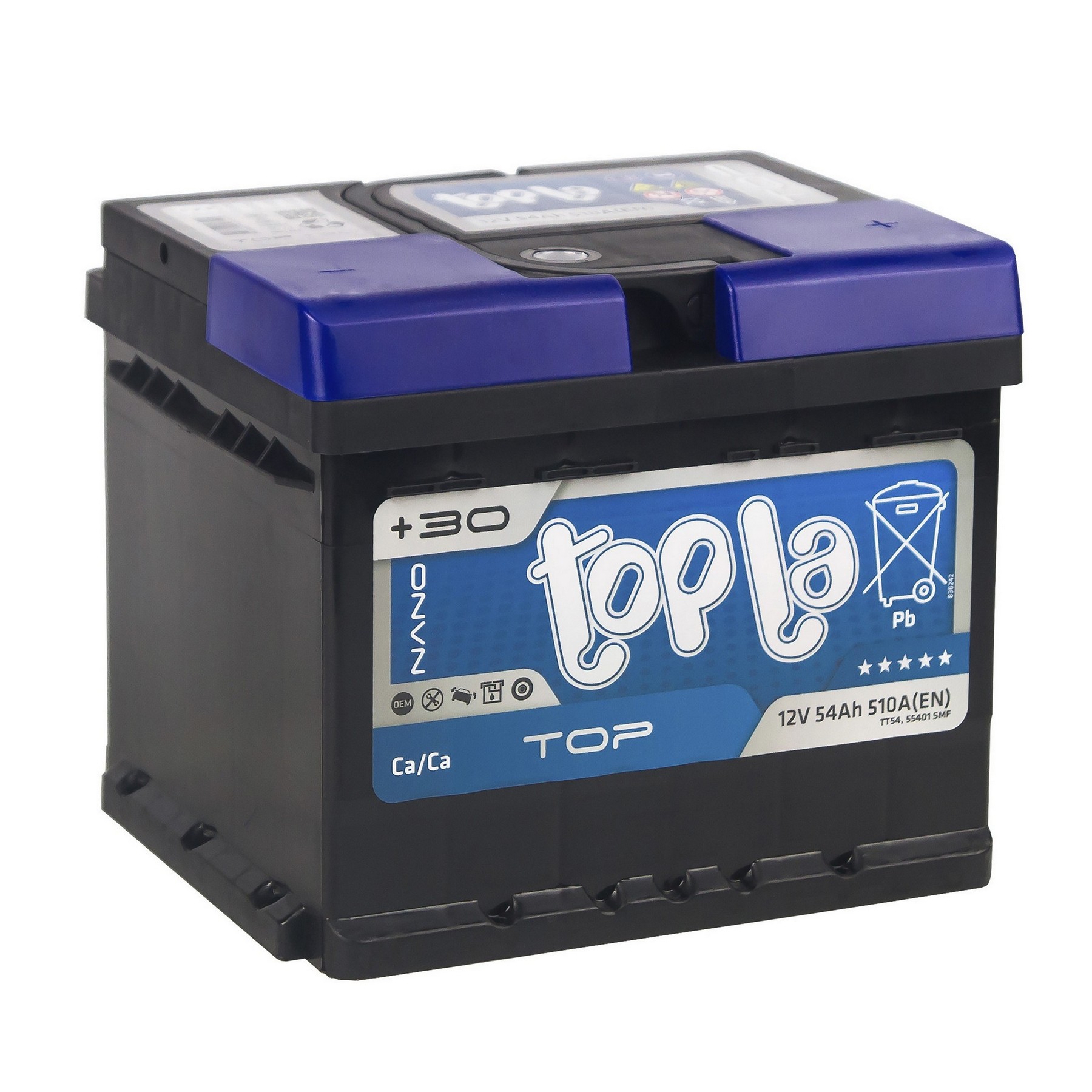 Аккумуляторная батарея TOPLA Top 54Ah R+ низкий 510 A 205x175x175, Проспект Партс