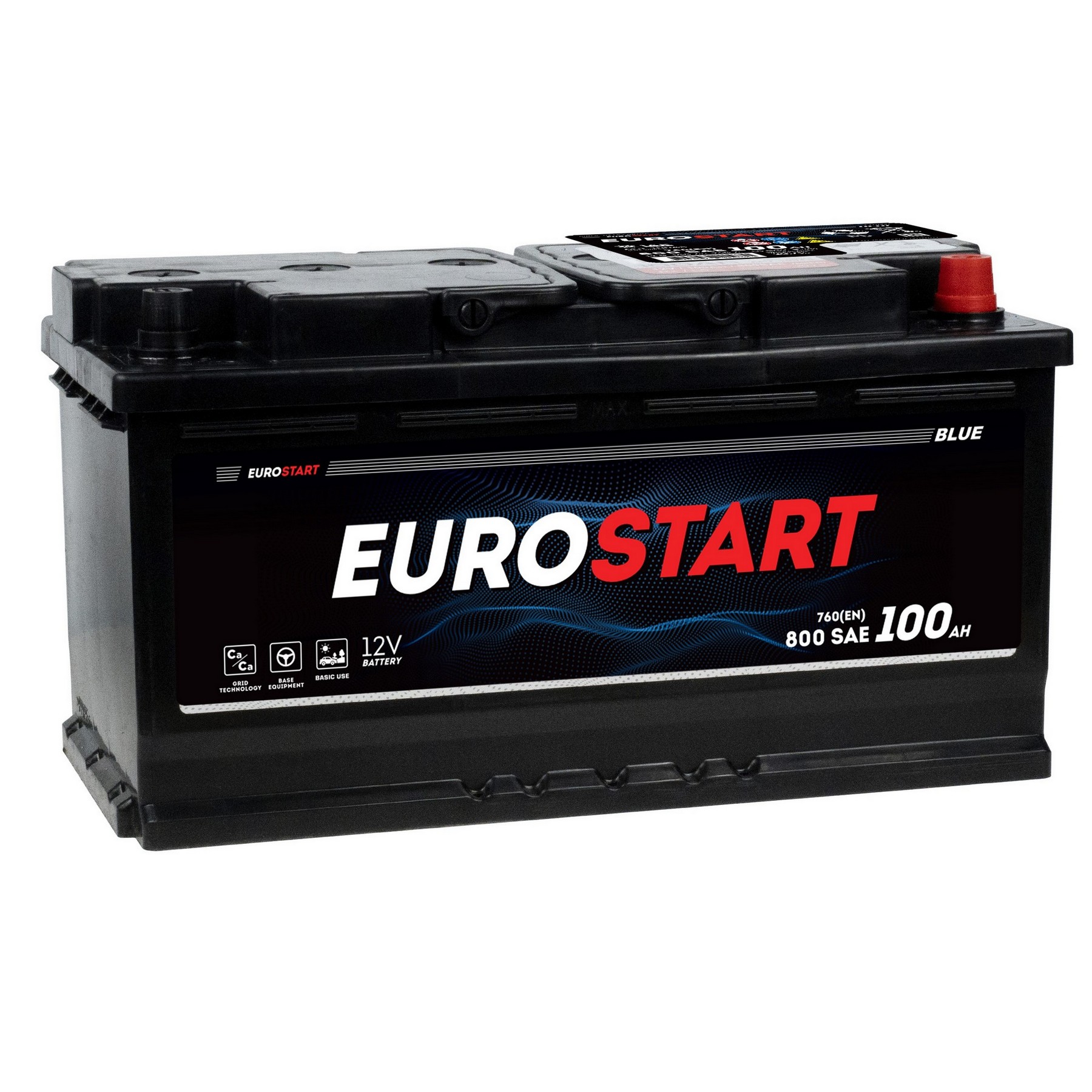 Аккумуляторная батарея EUROSTART Blue 100Ah R+ 760 A 353x175x190, Проспект Партс