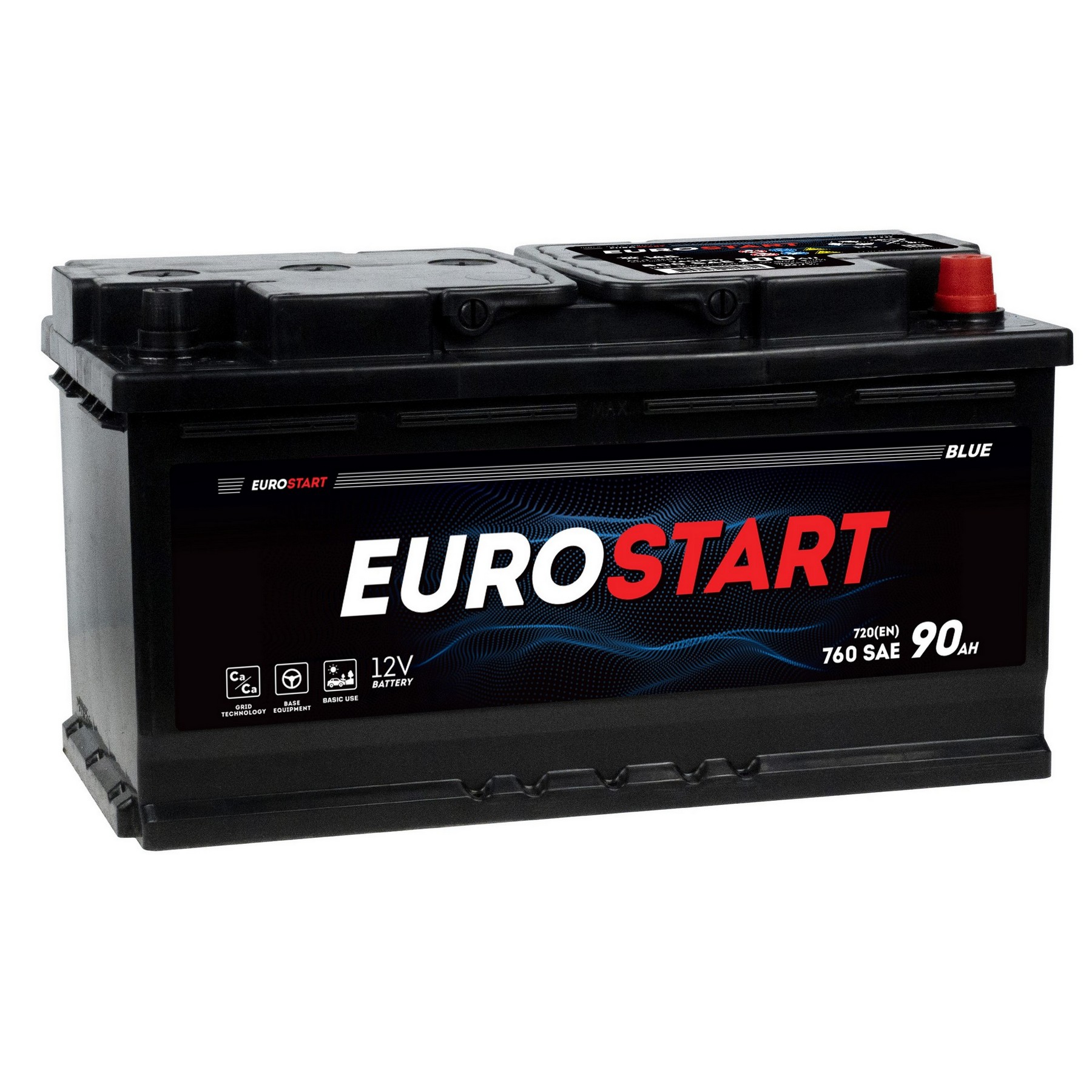 Аккумуляторная батарея EUROSTART Blue 90Ah R+ 720 A 353x175x190, Проспект Партс