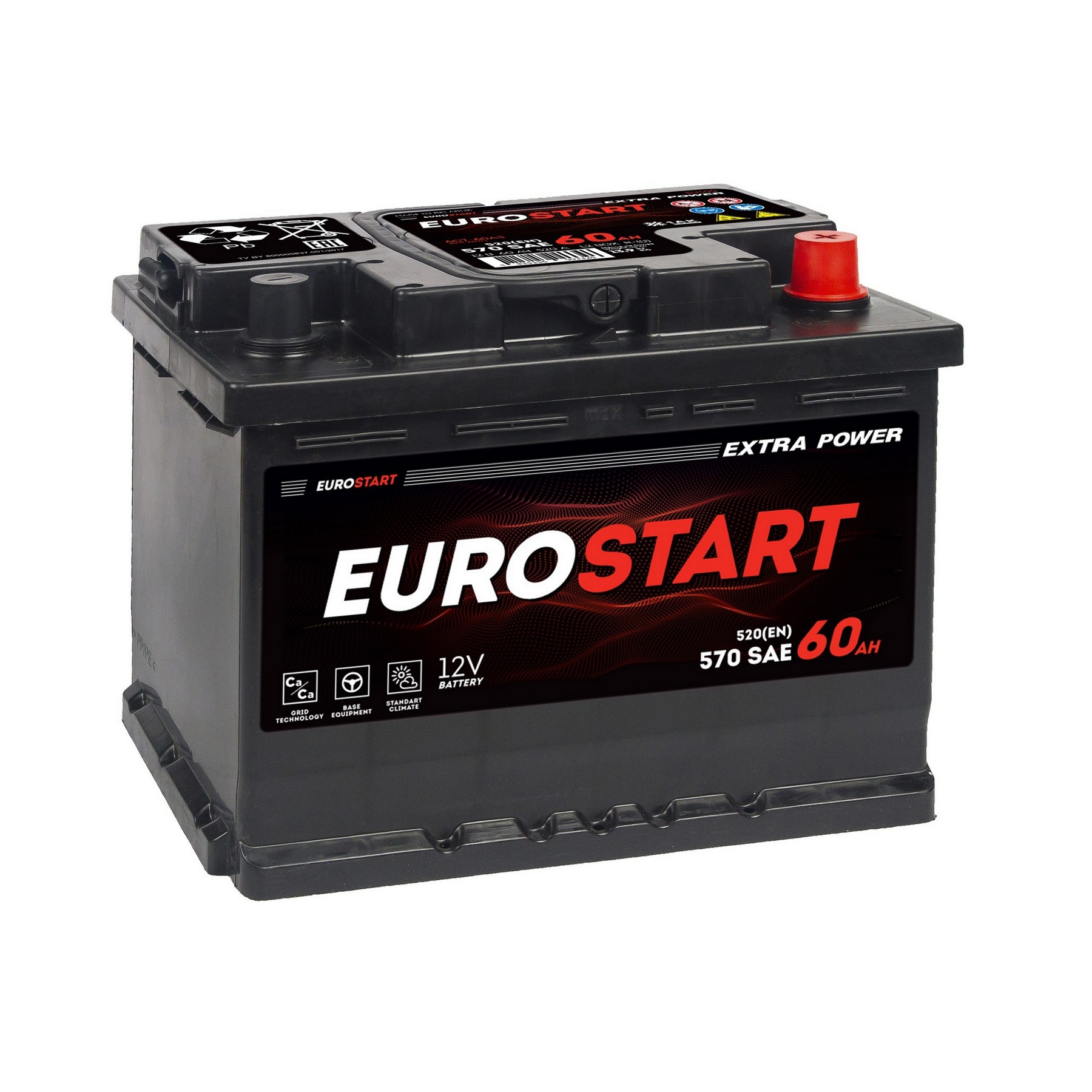 Аккумуляторная батарея EUROSTART Extra Power 60Ah R+ 480 A 242x175x190, Проспект Партс