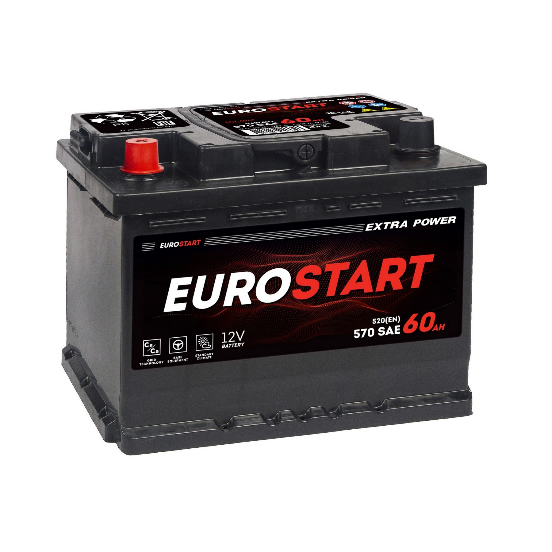 Аккумуляторная батарея EUROSTART Extra Power 60Ah L+ 480 A 242x175x190, Проспект Партс