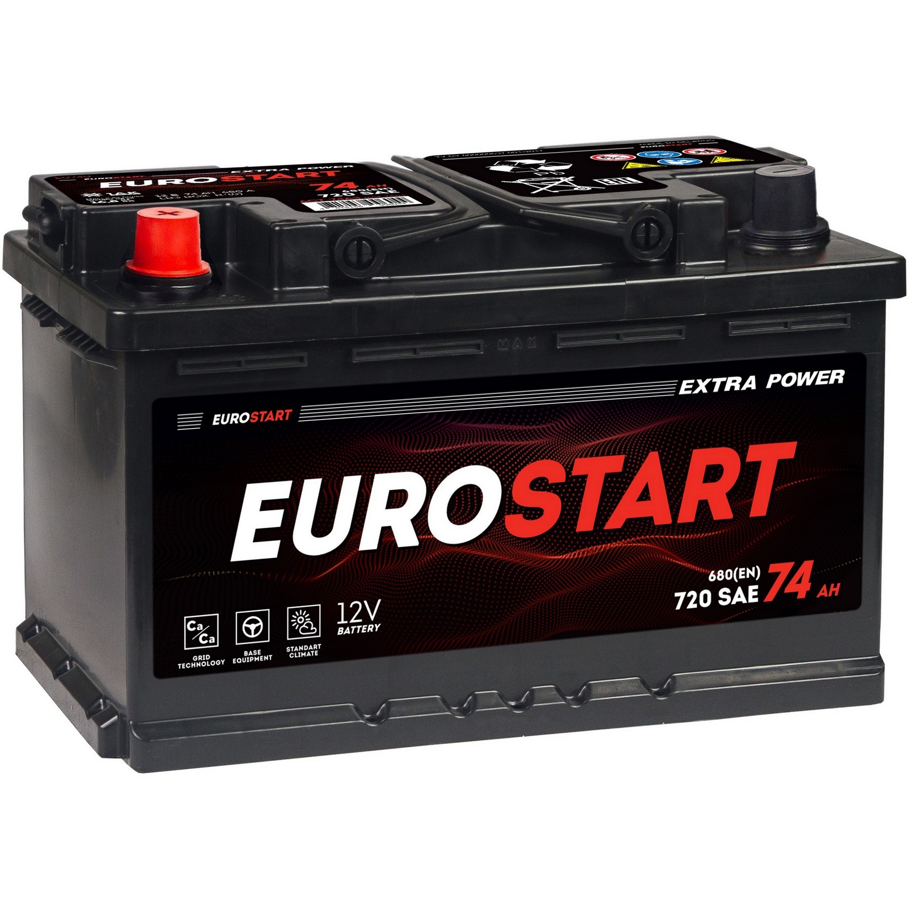 Аккумуляторная батарея EUROSTART Extra Power 74Ah L+ низкий 680 A 278x175x175, Проспект Партс