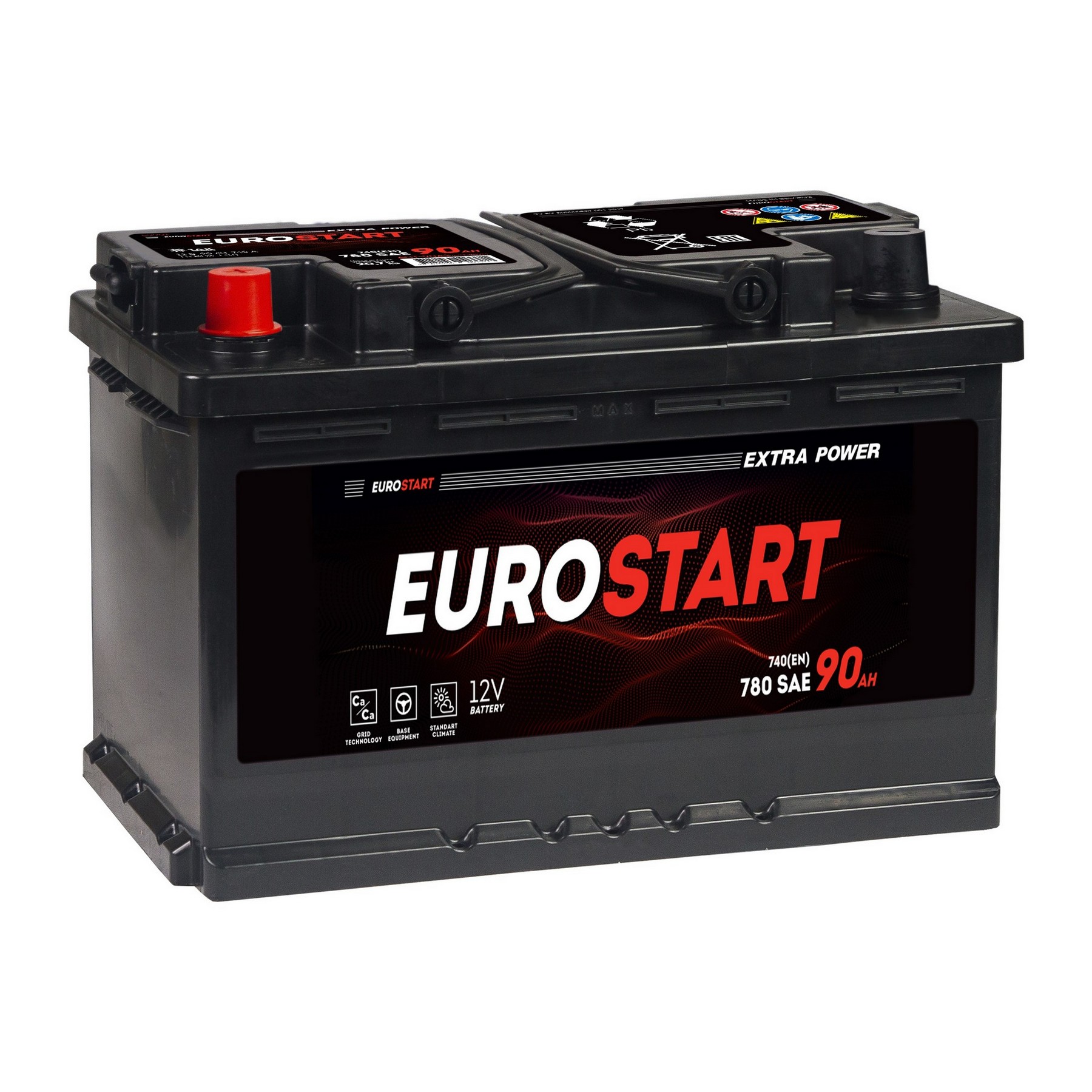 Аккумуляторная батарея EUROSTART Extra Power 90Ah L+, 740 A, 353x175x190, Проспект Партс