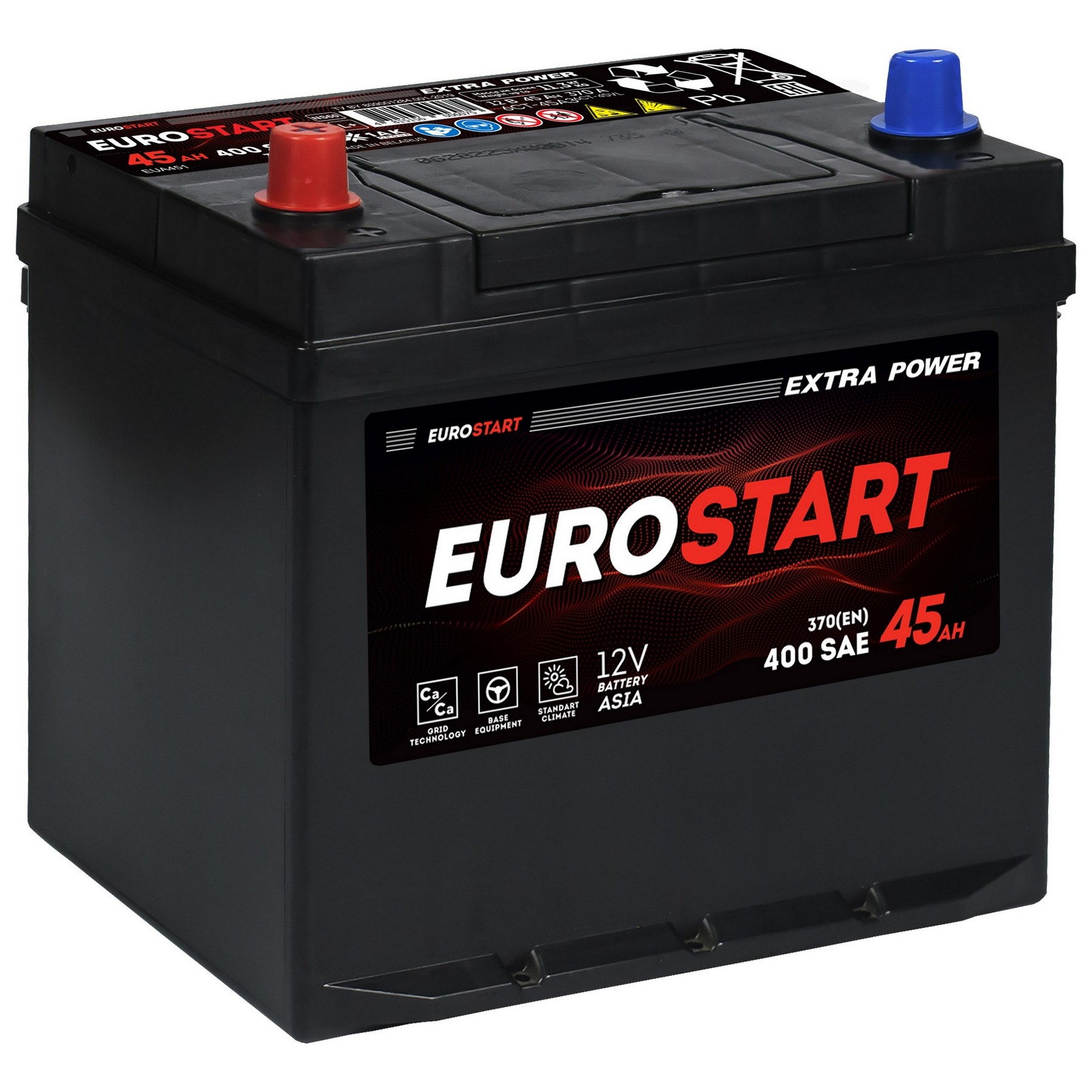 Аккумуляторная батарея EUROSTART Extra Power Asia 45Ah L+ без борта 330 A 237x127x225, Проспект Партс