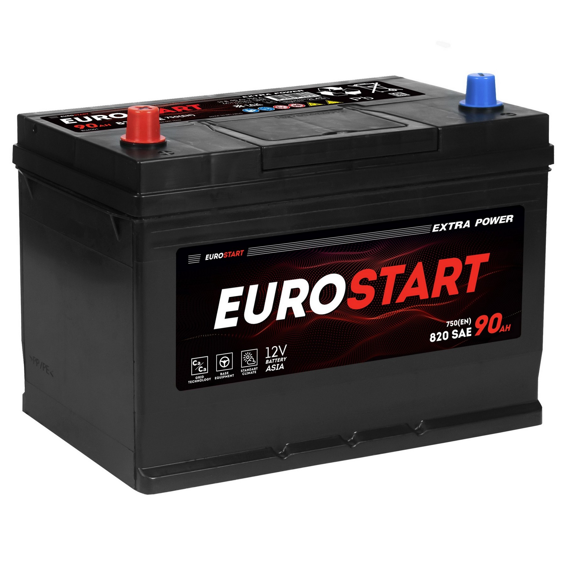 Аккумуляторная батарея EUROSTART Extra Power Asia 90Ah L+ нижний борт 700 A 303x175x228, Проспект Партс