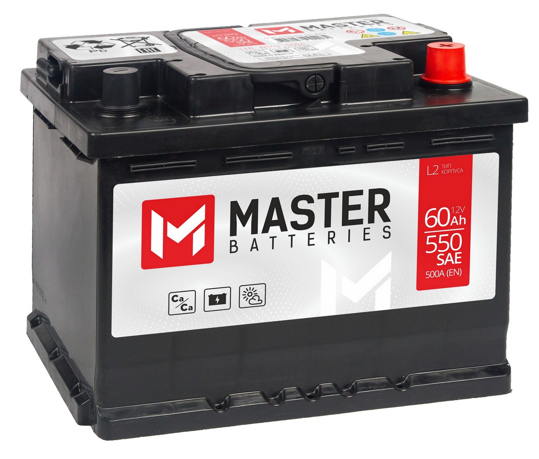 Аккумуляторная батарея MASTER BATTERIES 60Ah R+, 500 A, 242x175x190, Проспект Партс