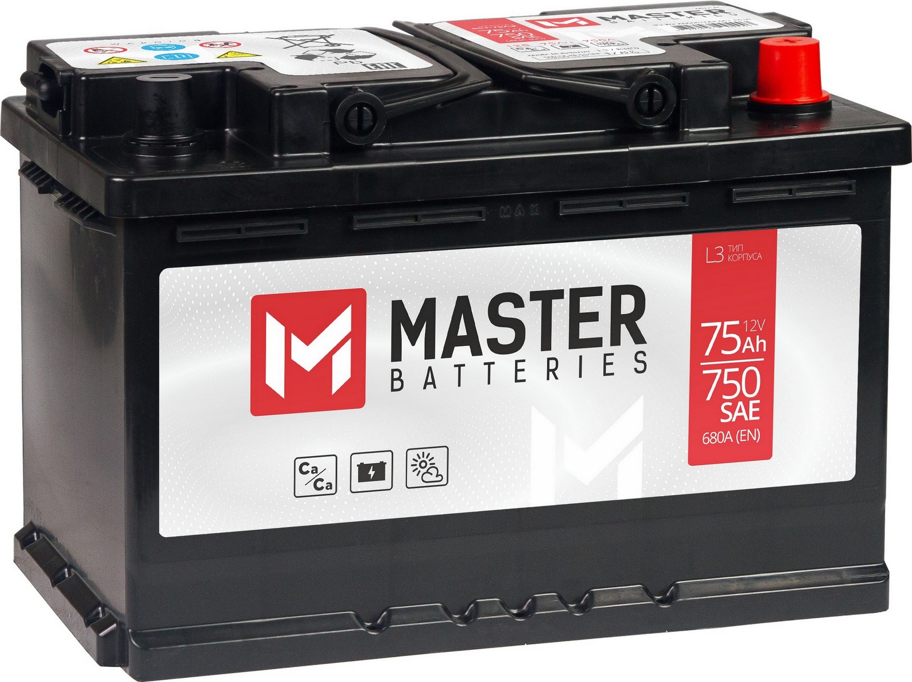 Аккумуляторная батарея MASTER BATTERIES 75Ah R+ 680 A 276x175x190, Проспект Партс
