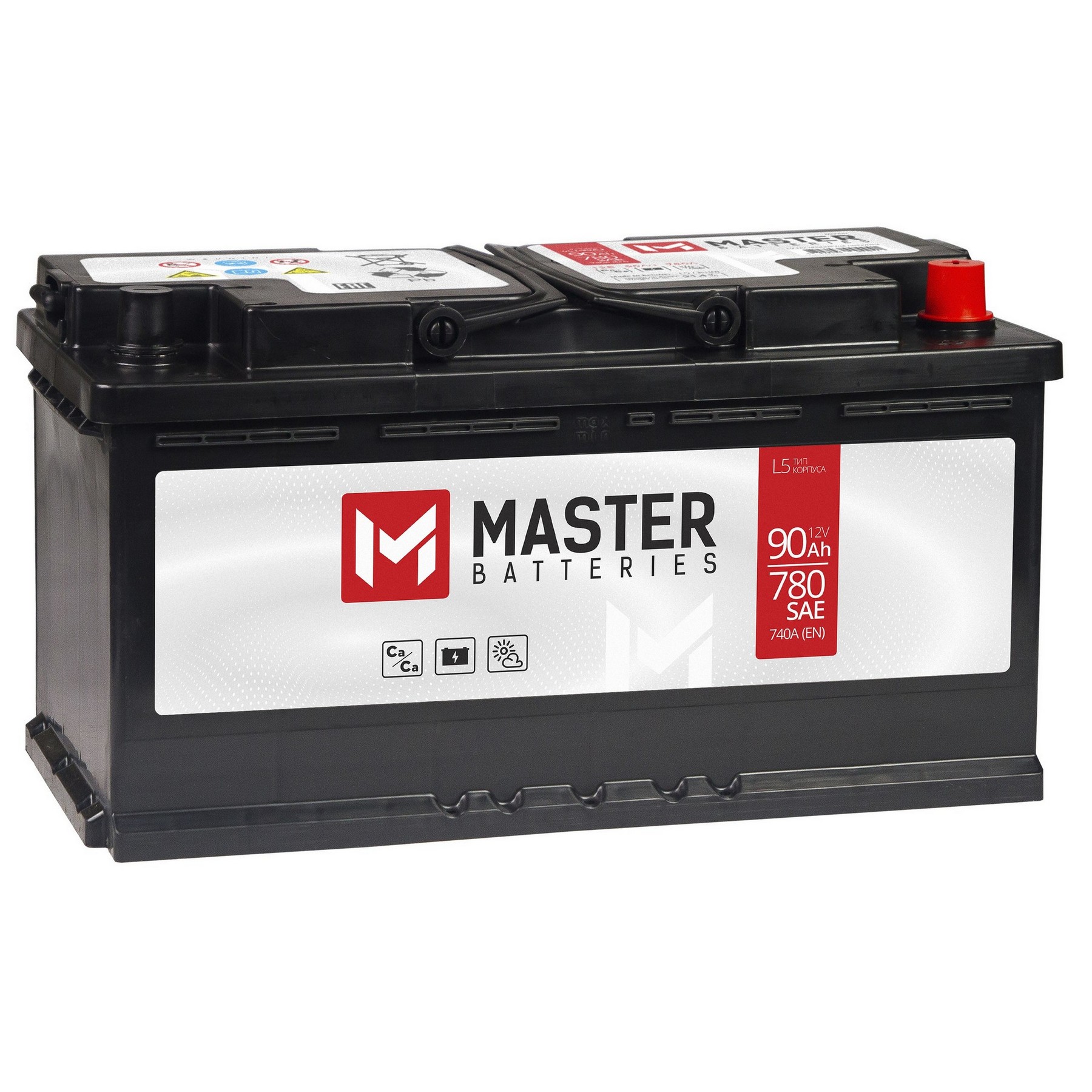 Аккумуляторная батарея MASTER BATTERIES 90Ah R+ 740 A 353x175x190, Проспект Партс