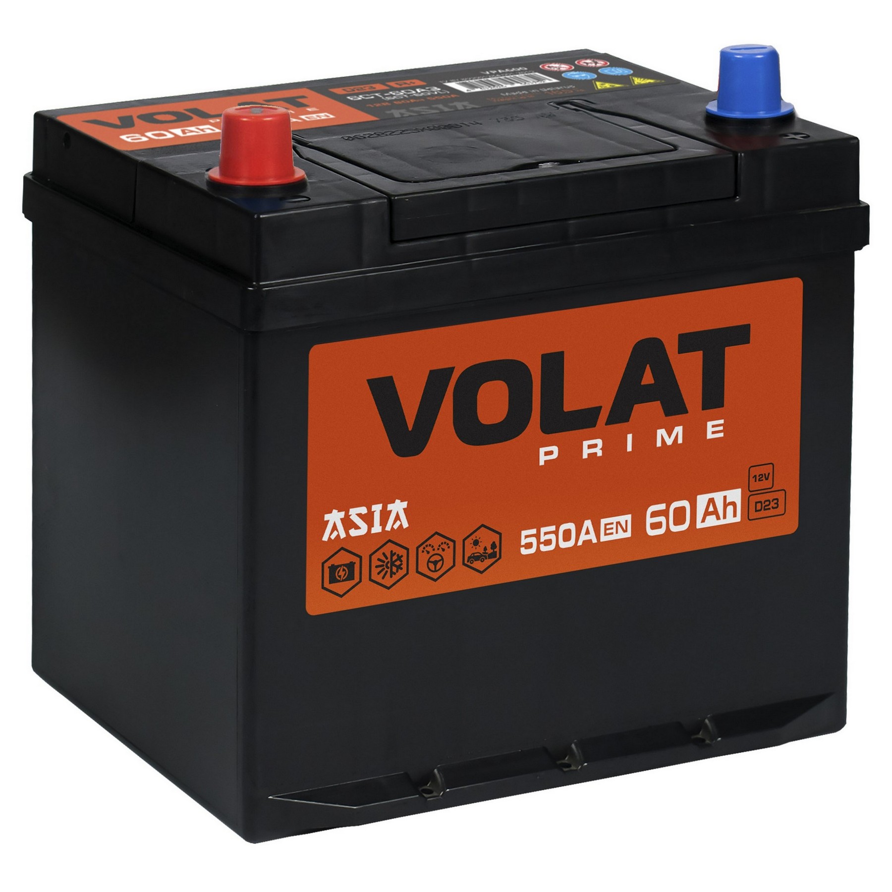 Аккумуляторная батарея VOLAT Prime Asia 60Ah L+ нижний борт 550 A 230x179x225, Проспект Партс