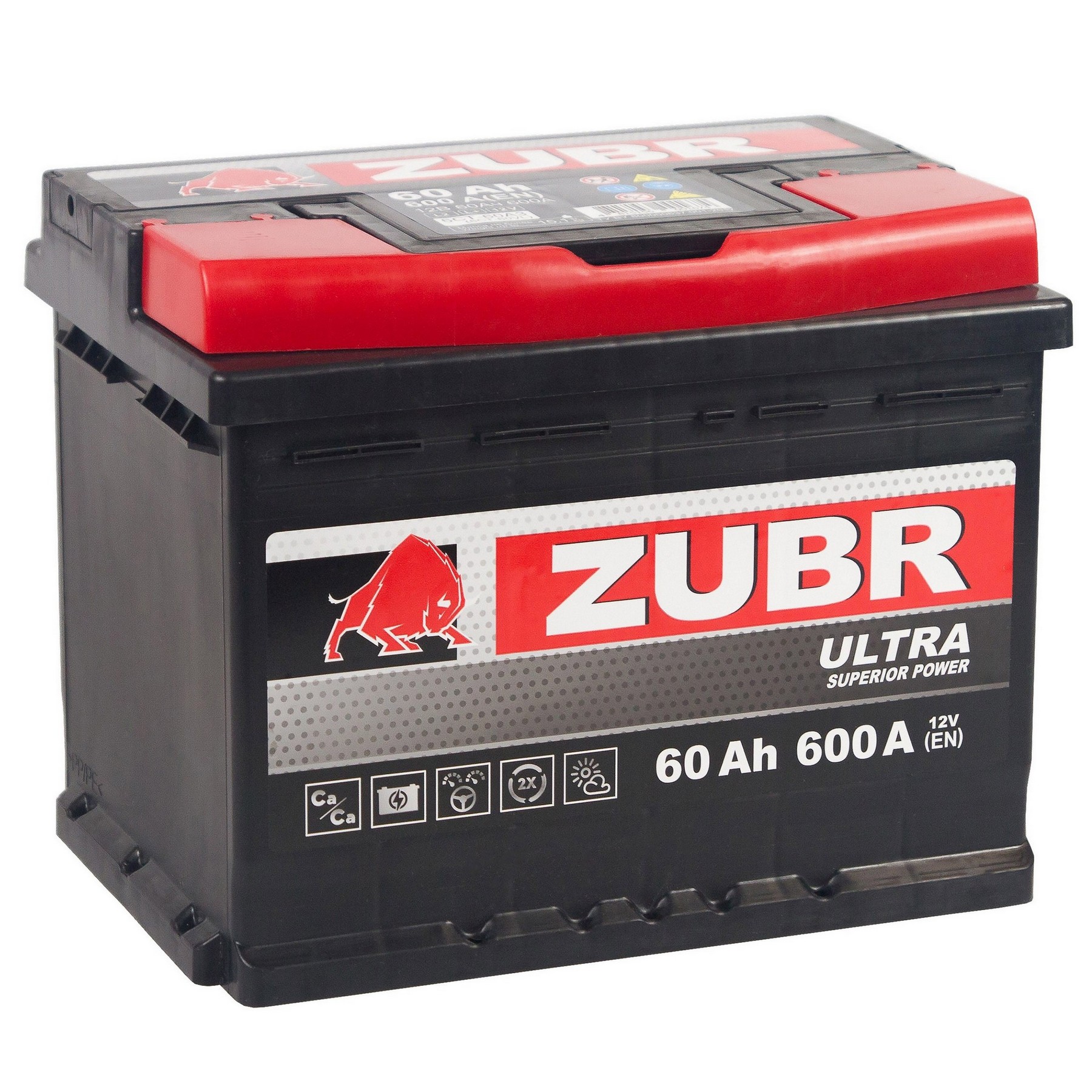 Аккумуляторная батарея ZUBR Ultra 60Ah R+, 600 A, 242x175x190, Проспект Партс