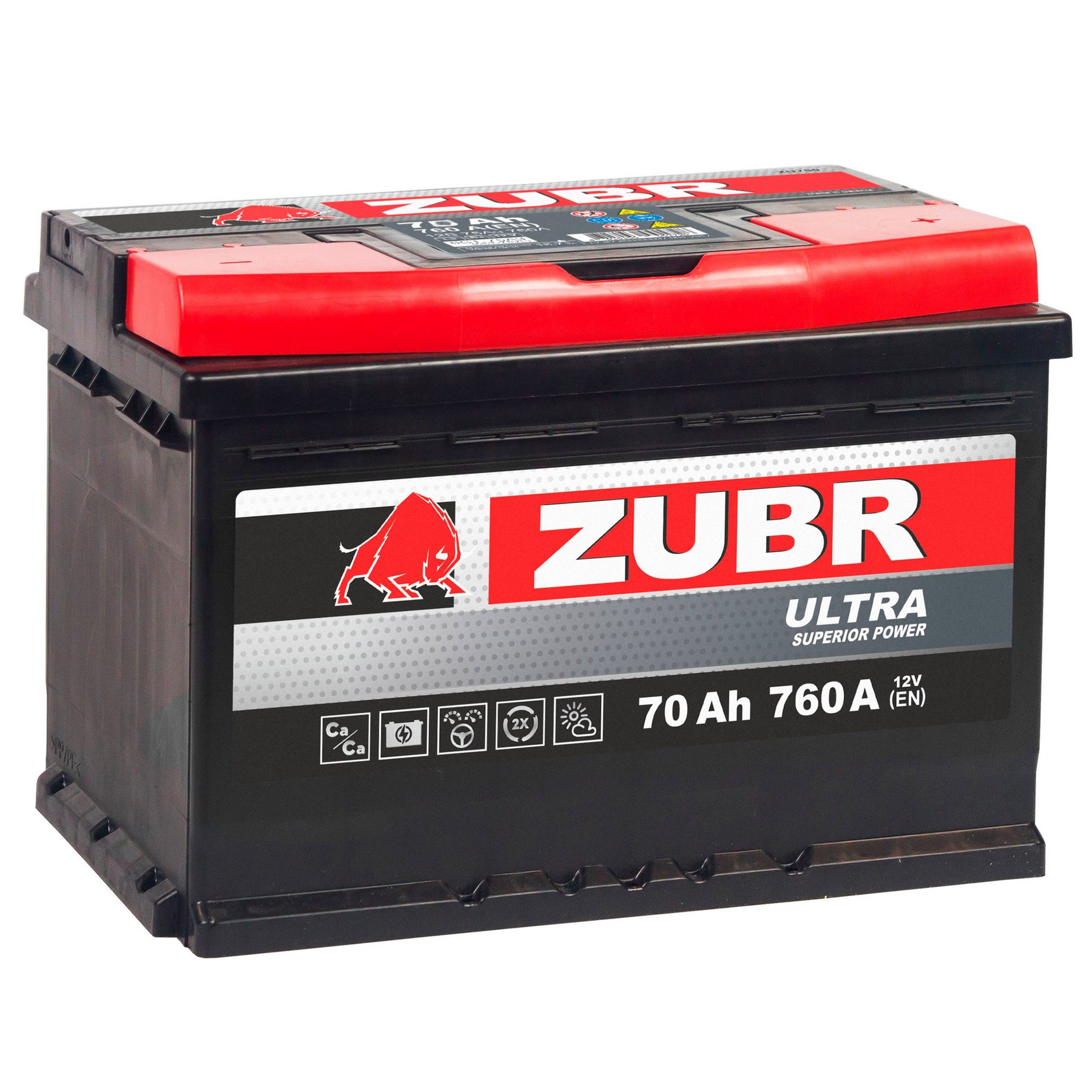 Аккумуляторная батарея ZUBR Ultra 70Ah R+, 710 A, 278x175x190, Проспект Партс